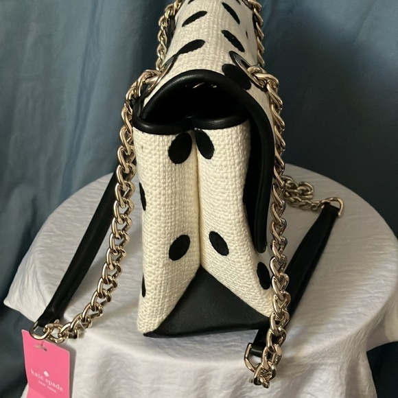 Kate Spade: Natalia Cream embroidered dot- medium Flap- Shoulder Purse/ Handbag - Picture 8 of 16